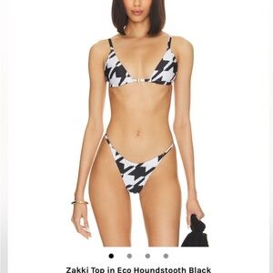 Black and White Houndstooth Bikini with Triangle Top